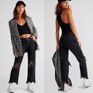 Free People Black Straight Leg Jeans